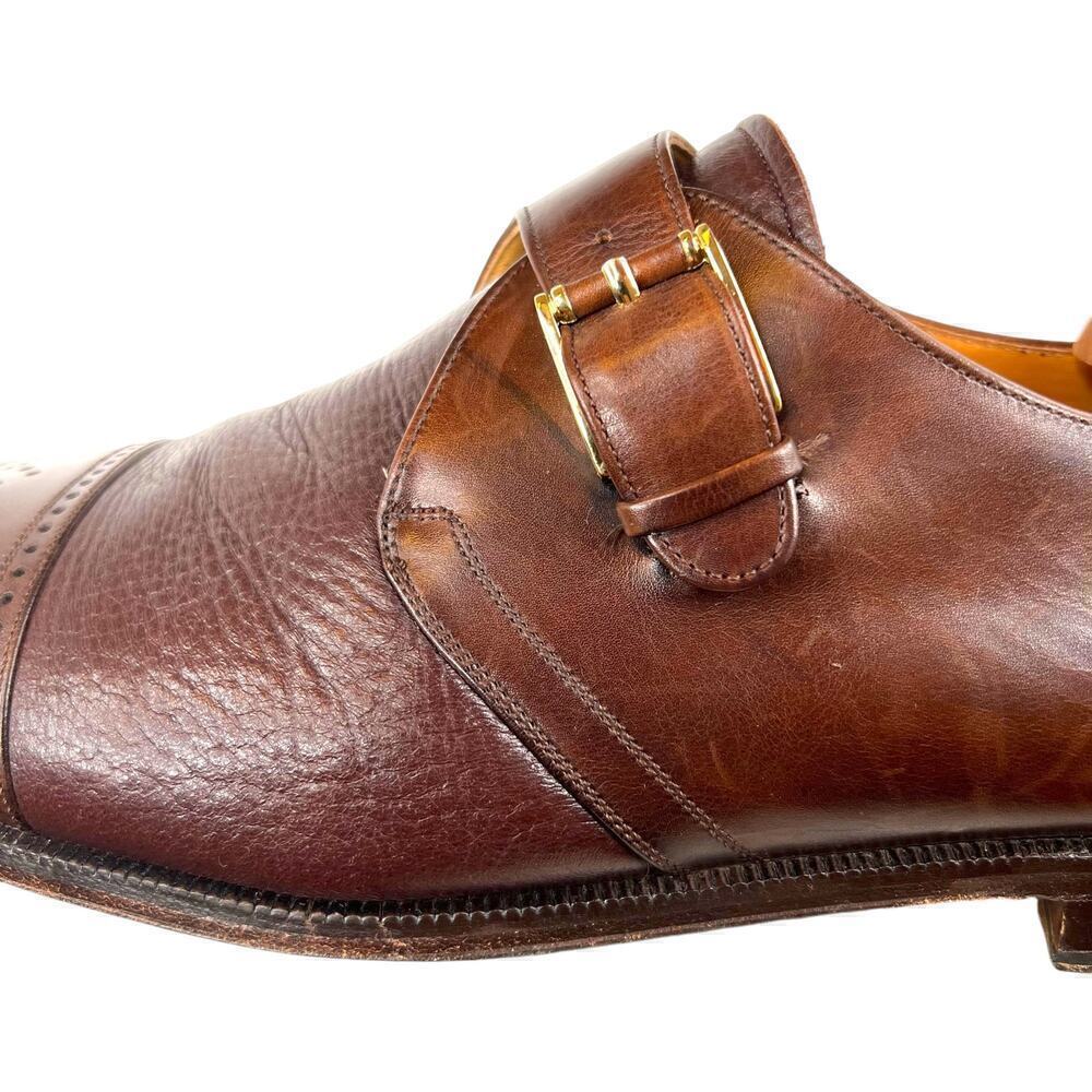 MEZLAN ATHENS Brown Leather Oxford Monk Strap Dress Shoes Men's 10.5 M - Picture 5 of 13